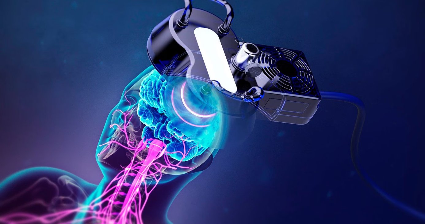 Transcranial magnetic stimulation equipment over the brain